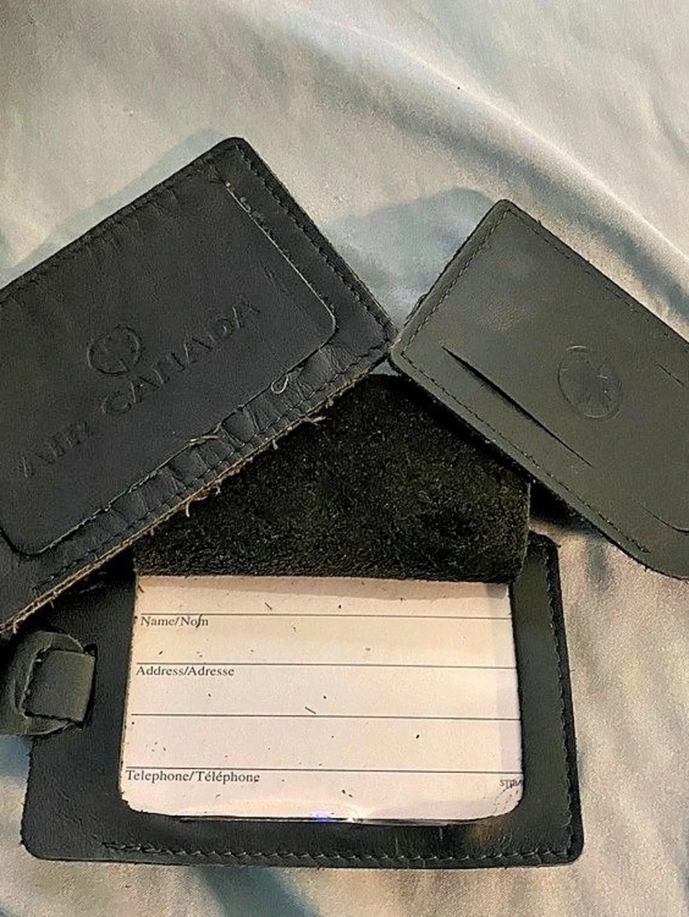 New Air CANADA Airline Leather Dark Green Old Logo Vintage Baggage Tag Set